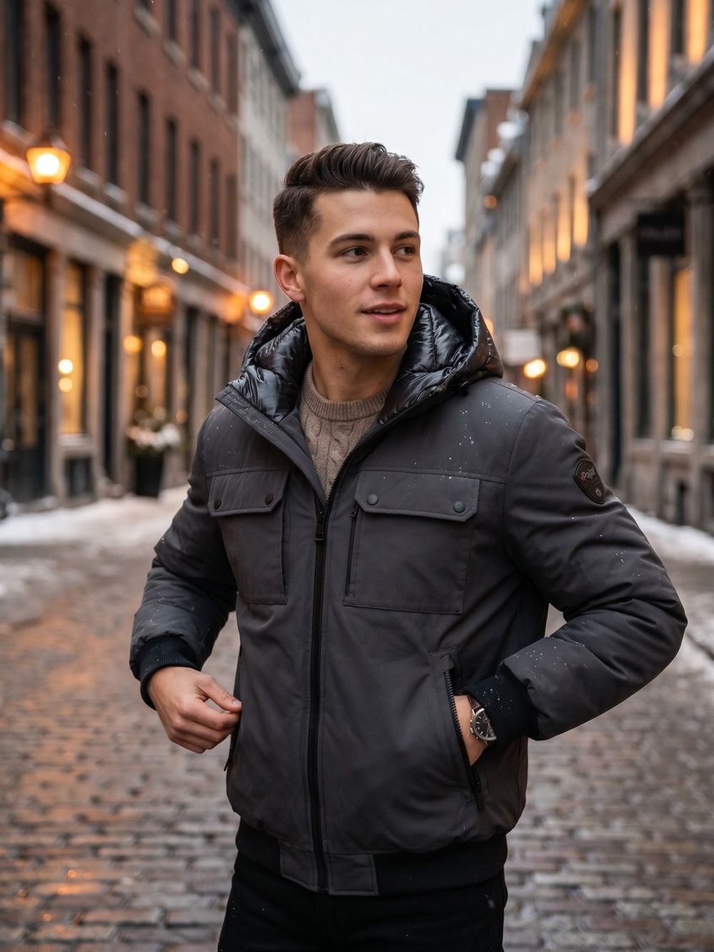 Pajar Men's Dark Navy Hooded Puffer Jacket
